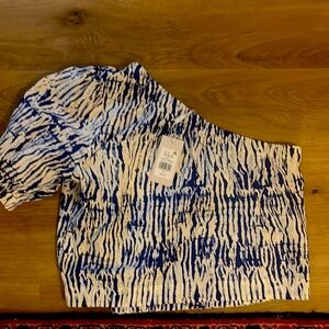 Cobalt Shibori one Shoulder Blouse